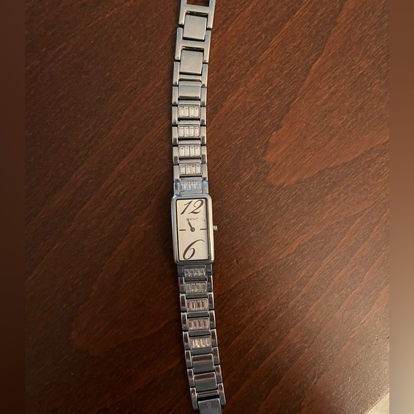 Women’s DKNY silver watch with crystal detail on band - Picture 1 of 2